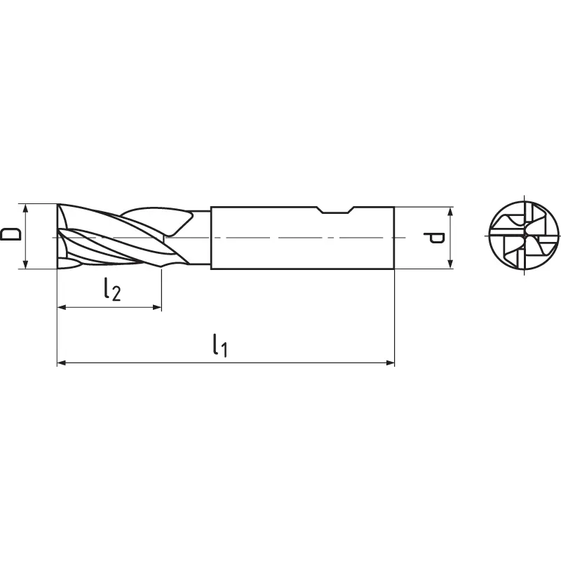 Концевая фреза 10x22x72, Z4, DIN 844K, HSSE-PM, AlTiN, N 120517.100 AlTiN