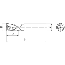 Мини концевая фреза 9x11x50, Z3, 30°, ZPS, SC, TiCN, N C160402.090 TiCN