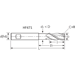 Фреза HF471 MM13(37) C+R 4F W-SC PV300 OSW