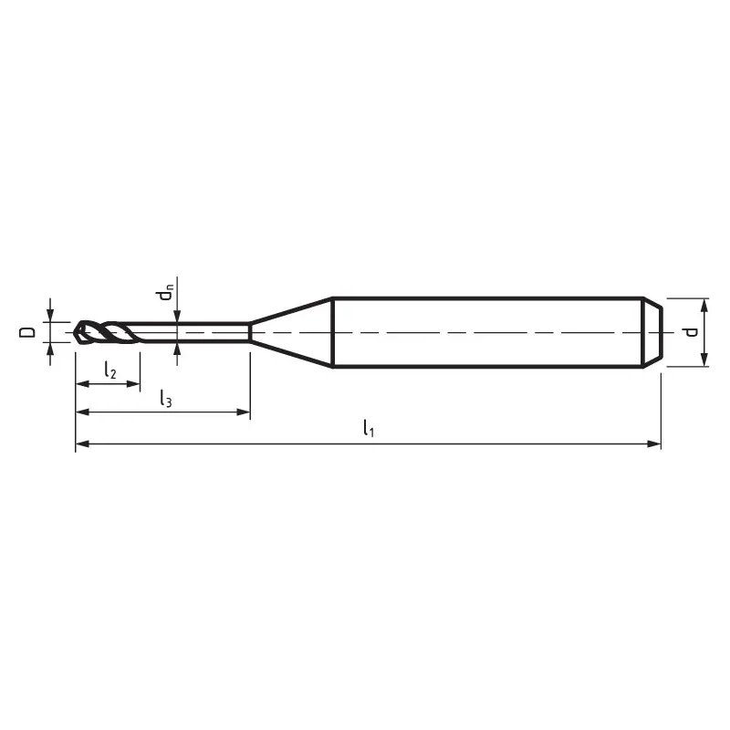 Мини концевая фреза 0,7x0,8x50, Z2, 30°, ZPS, SC, AlTiN, H S260402.007 Мини концевая фреза 0,7x0,8x50, Z2, 30°, ZPS, SC, AlTiN, H S260402.007