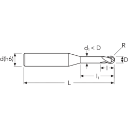 Фреза UHCRB2 MM 1X1X20 2FB R0.5 HP OSW