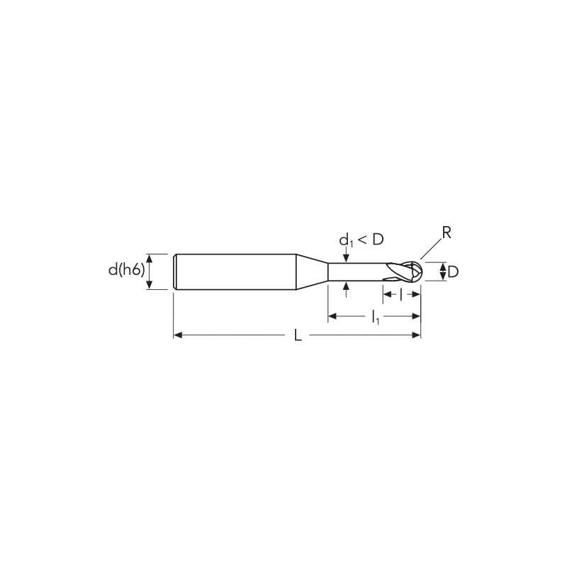 Фреза UHCRB2 MM 1X1X20 2FB R0.5 HP OSW