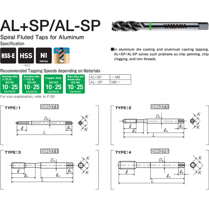 Метчик AL-SP 376 ISO2 M12X1.75 Метчик AL-SP 376 ISO2 M12X1.75