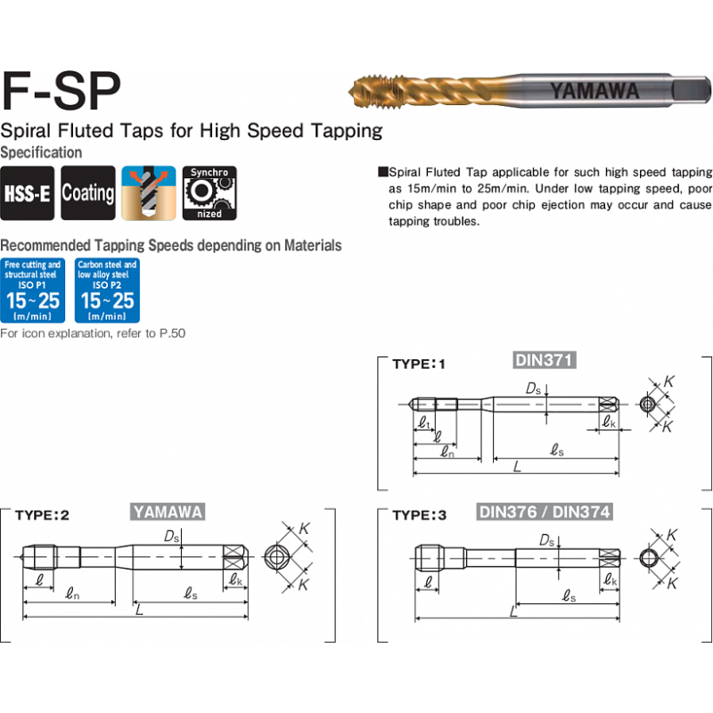 Метчик F-SP ISO2X M 8X1.25 Метчик F-SP ISO2X M 8X1.25