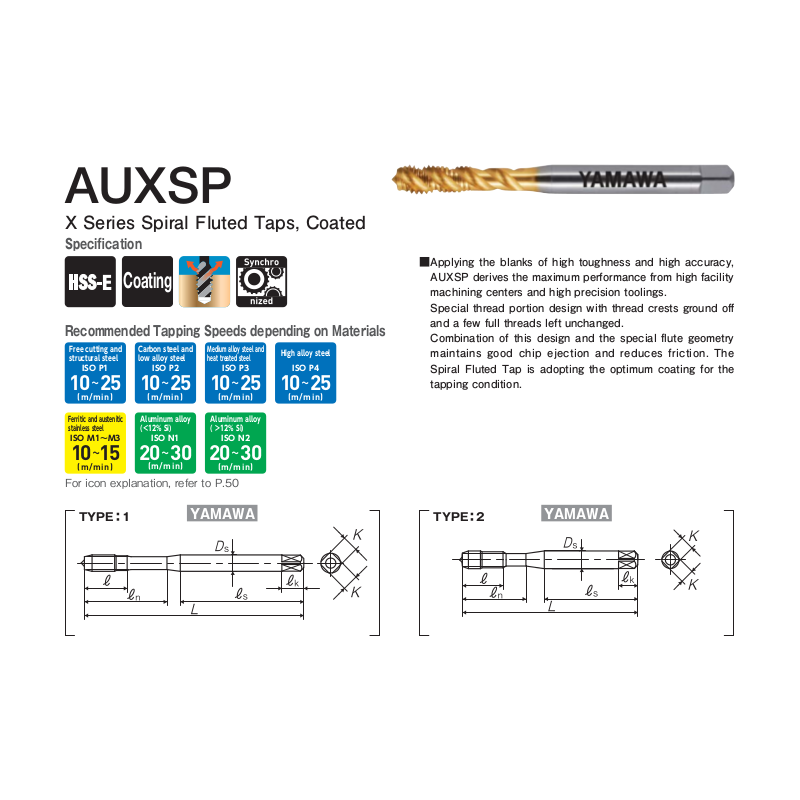 Метчик AUXSP ISO2 M12X1.75 Метчик AUXSP ISO2 M12X1.75