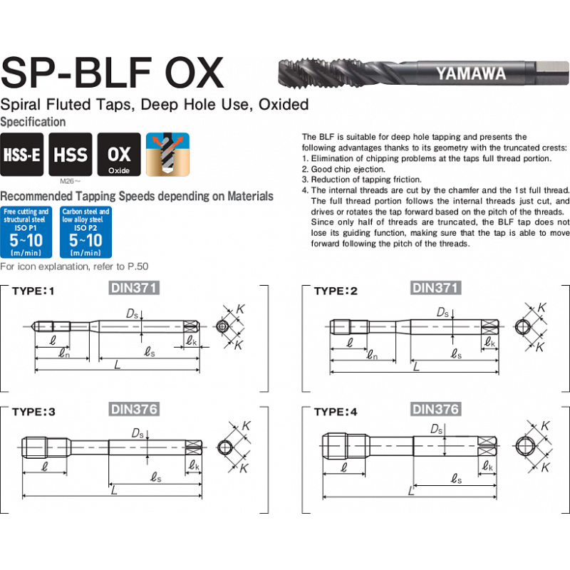 Метчик SP-BLF OX 376 ISO2 M24X3 Метчик SP-BLF OX 376 ISO2 M24X3