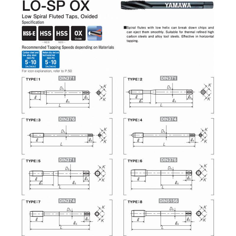 Метчик LO-SP OX 374 ISO2 M8X1