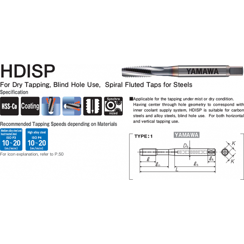Метчик HDISP ISO2X M12X1.25 Метчик HDISP ISO2X M12X1.25