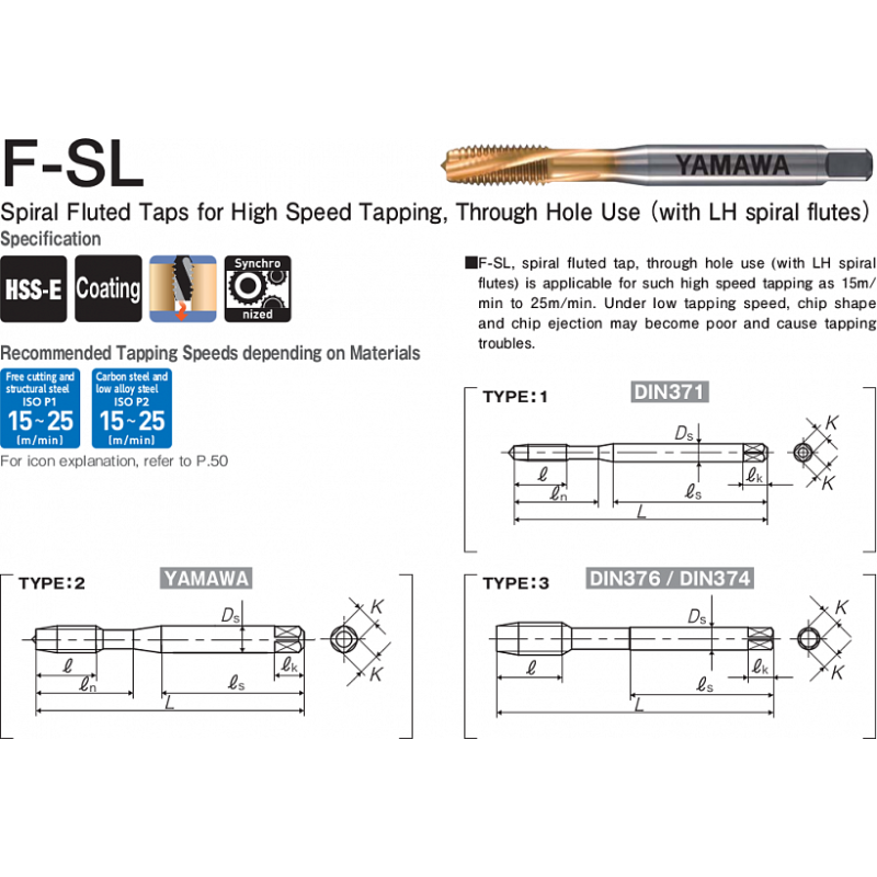 Метчик F-SL ISO2X M12X1.75 Метчик F-SL ISO2X M12X1.75