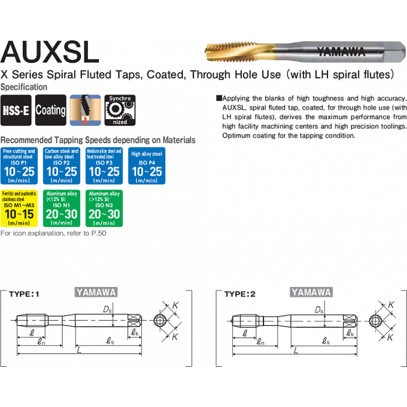 Метчик AUXSL ISO2X M10X1.25 Метчик AUXSL ISO2X M10X1.25