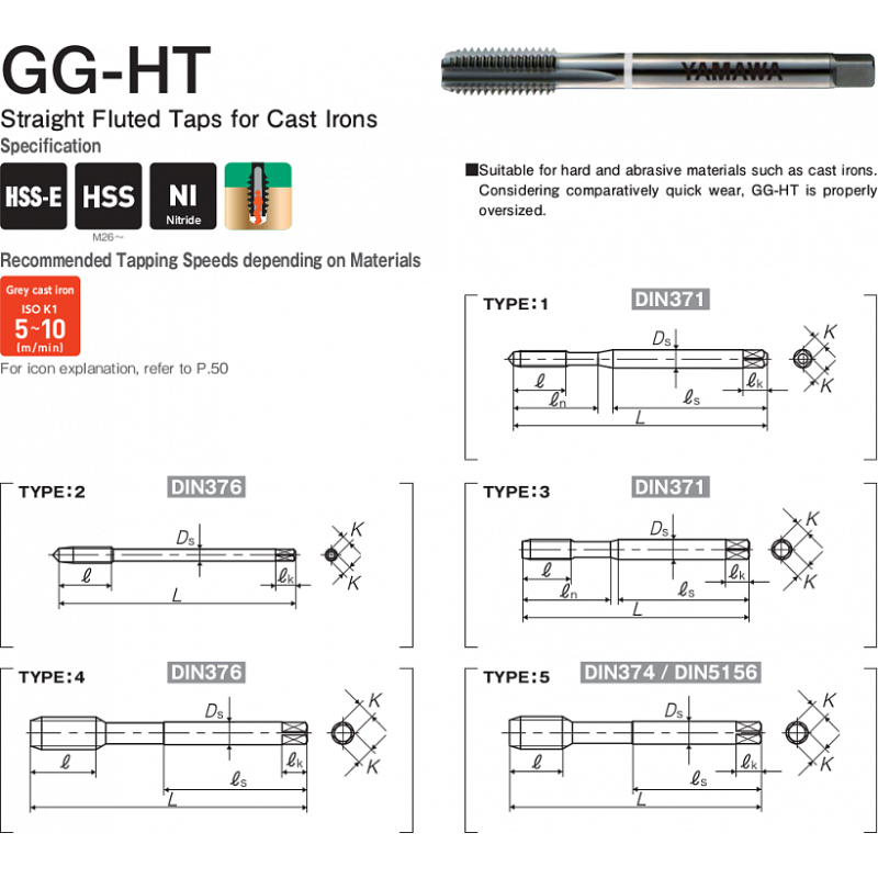 Метчик GG-HT 374 ISO2X M8X1 2.5P Метчик GG-HT 374 ISO2X M8X1 2.5P
