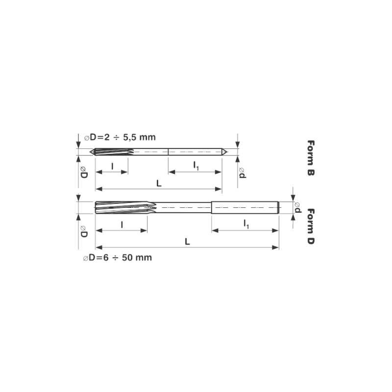 Развертка 221430 2,5 H7 57/14 Co5 Развертка 221430 2,5 H7 57/14 Co5