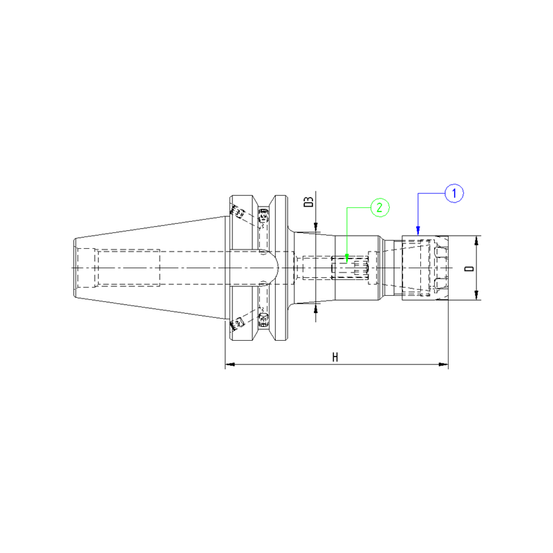 Патрон цанговый ISO40 MAS403BT P/P H130 ER25MINI Патрон цанговый ISO40 MAS403BT P/P H130 ER25MINI