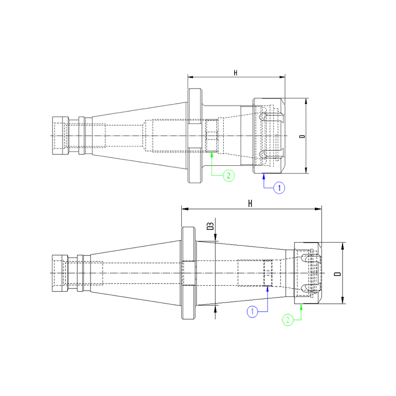 Патрон цанговый ISO50 DIN2080 P/P H130 ER25