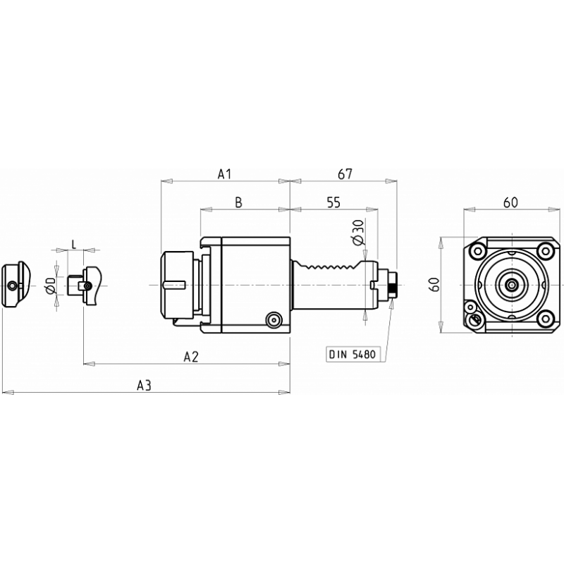 Головка сверлильно фрезерная SAU0071225 (DA30ERA25 int DIN5480) Головка сверлильно фрезерная SAU0071225 (DA30ERA25 int DIN5480)