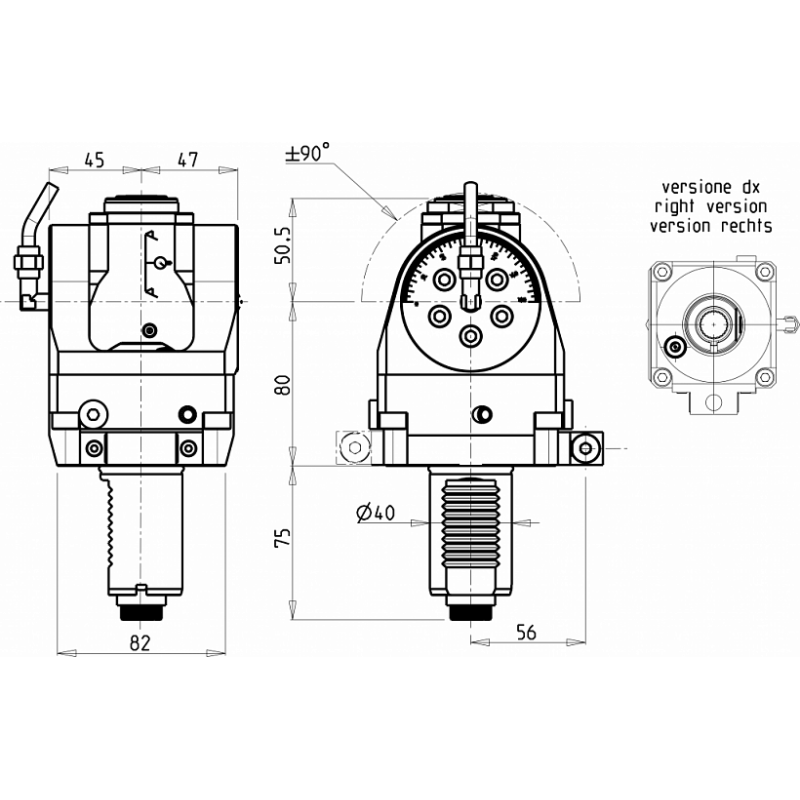Головка сверлильно фрезерная с регулируеым углом ±90° (SAU0750120) Головка сверлильно фрезерная с регулируеым углом ±90° (SAU0750120)
