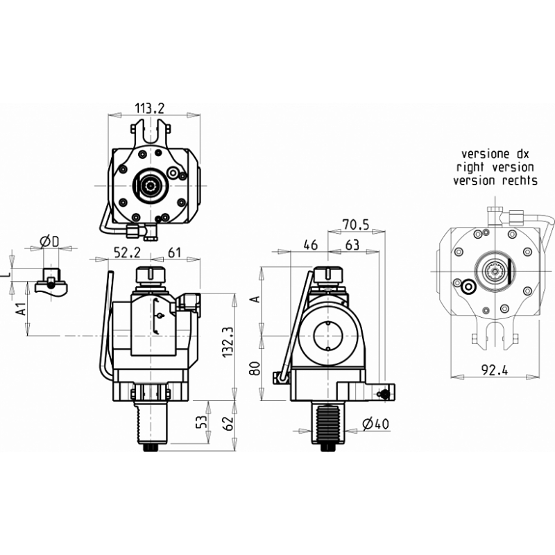 Головка сверлильно фрезерная с регулируеым углом ±90° и цифровым дисплеем (SAU0770125)