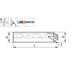 PMK43.z4.10.XX.72.SRF20 TiAlN Фреза для радиусных фасок твердосплавная по металлу