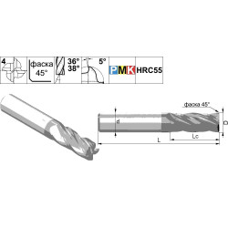 PMK10.z4.12.26.83.3638.F035 TiAlN Фреза концевая твердосплавная по металлу