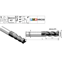 PMK50S.Z3.05.06.13.57.39/40/41.F008 TiAlN Фреза концевая твердосплавная по металлу