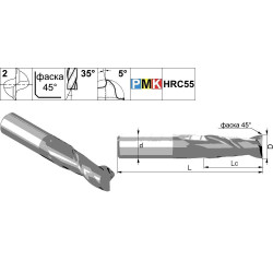PMK6.z2.10.45.100.35.F025 TiAlN Фреза концевая твердосплавная по металлу