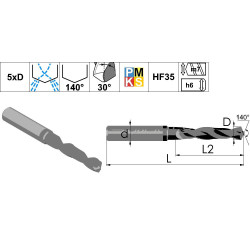BD05CA1600-HF35 Сверло твердосплавное по металлу 16 мм с каналами для подвода СОЖ (5xD)