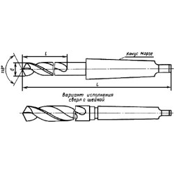 Сверло с коническим хвостовиком удлиненное ф8,2 Р6М5 ГОСТ 2092-77